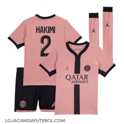 Camisa de Futebol Paris Saint-Germain Achraf Hakimi #2 Equipamento Alternativo Infantil 2024-25 Manga Curta (+ Calças curtas)